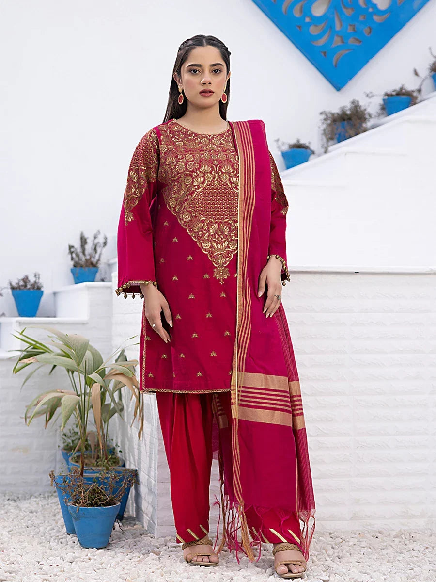 Salitex Women Embroidered Cotton 3 Piece Suit WRS3SA24AN27 - Summer Collection