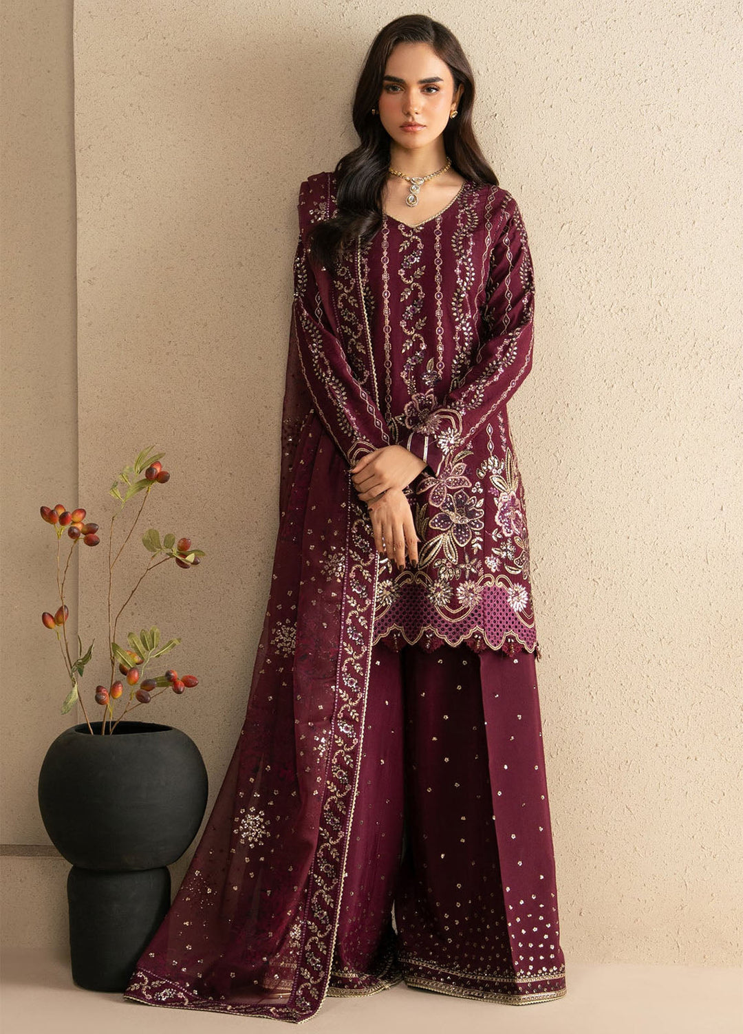 Neoma by Xenia Formals Unstitched Embroidered Korean Silk 3 Piece Suit XE26UNF 04- ARI - Festive Collection