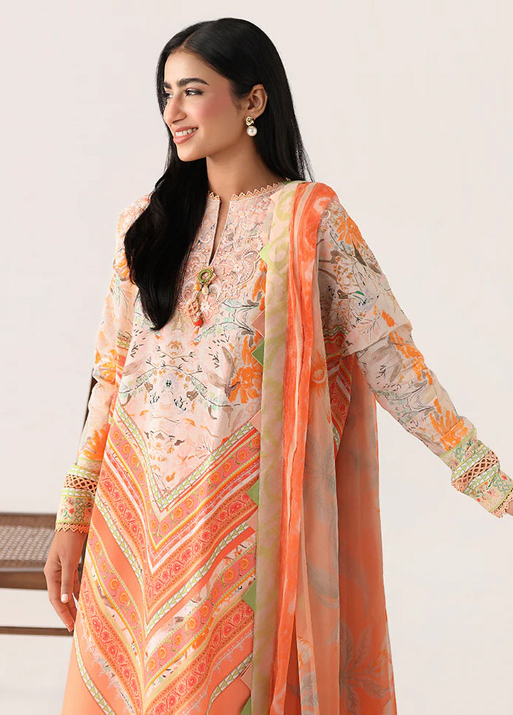 Rosette by Roheenaz Unstitched Lawn Embroidered 3 Piece Suit RNZ26UR Whispering Wind-7A - Summer Collection