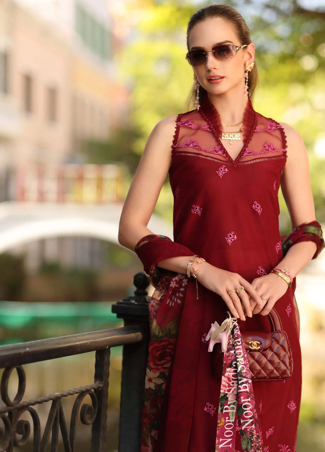 Noor by Saadia Asad Unstitched Embroidered Lawn 3 Piece Suit SA26UNE D-01A - Eid Collection