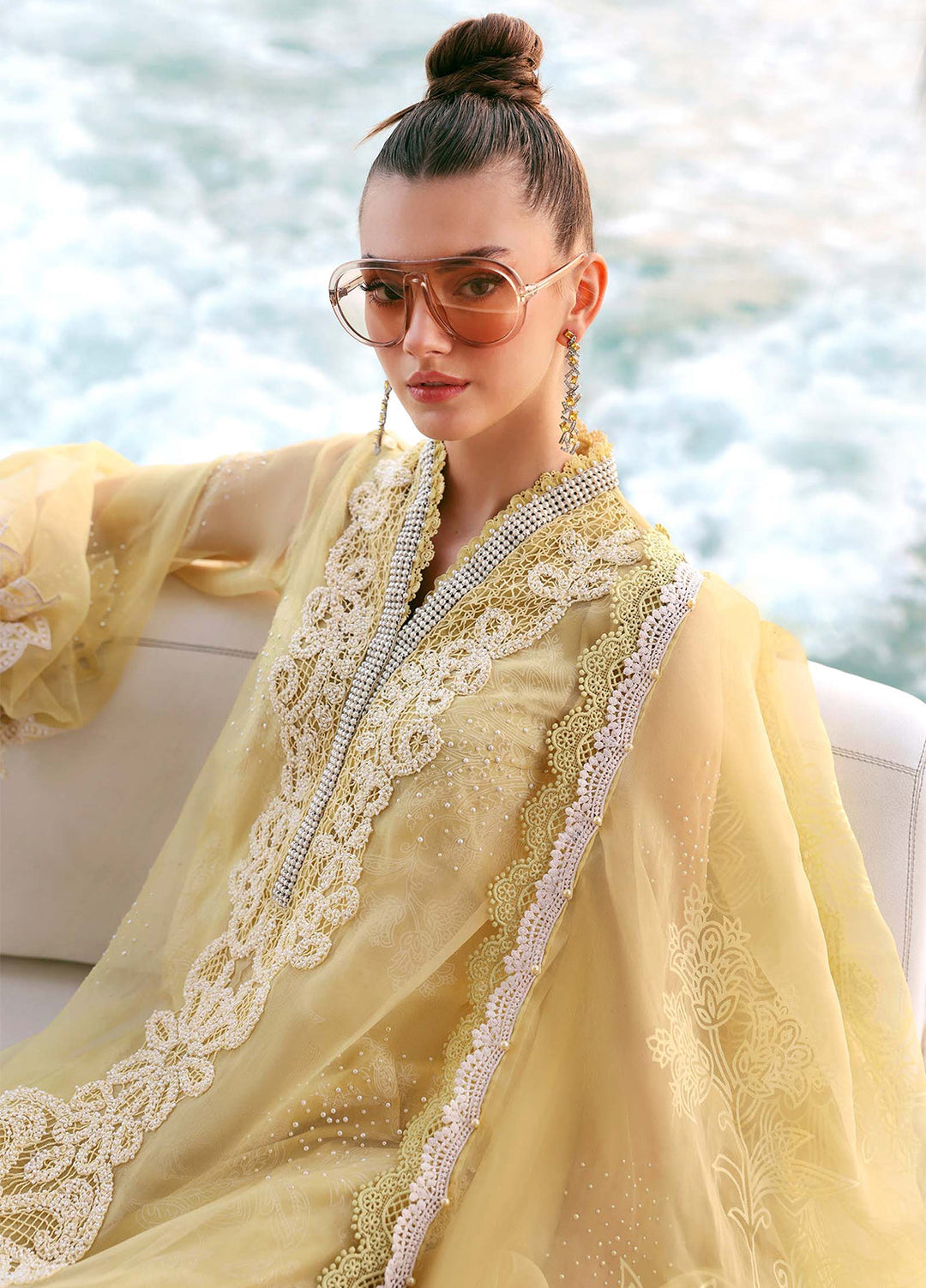 Maria B Unstitched Embroidered Luxury Lawn 3 Piece Suit MB26UEL 4A - Eid Collection