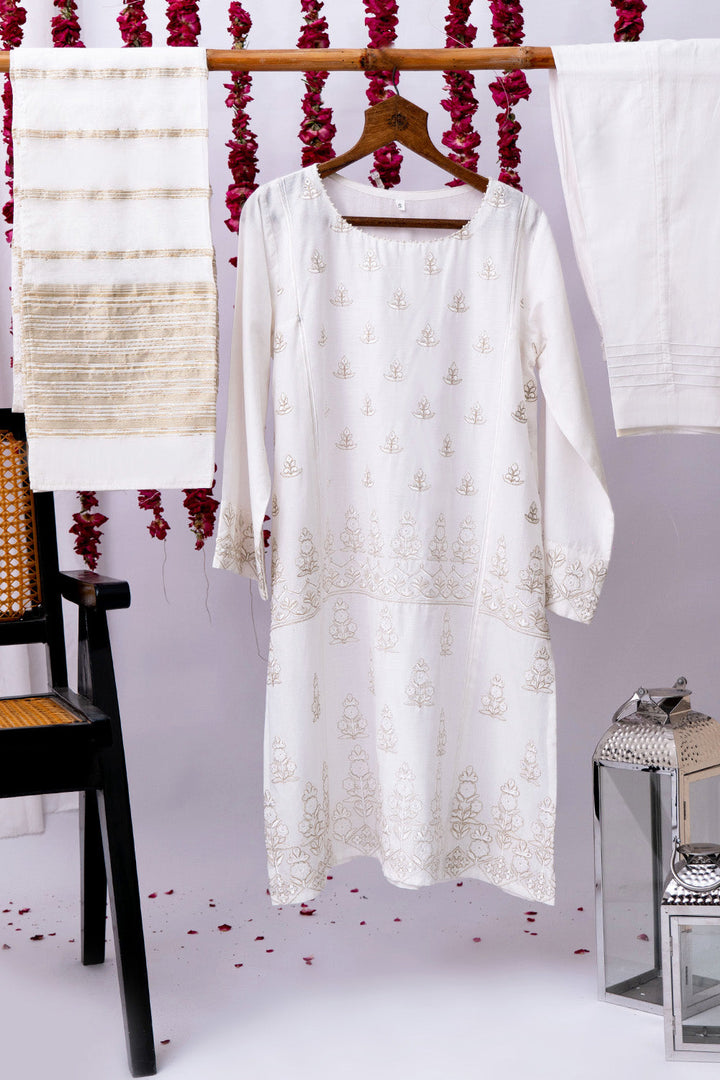 Senorita Women RTW Women Printed White Casual 3 Piece Suit Cotton Cambric LAD-02712 - Summer Collection