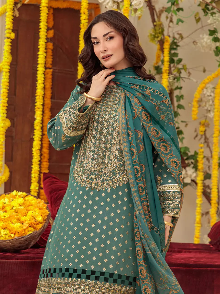 Salitex Unstitched Embroidered Cotton 3 Piece Suit SUNW6NO039UT - Festive Collection