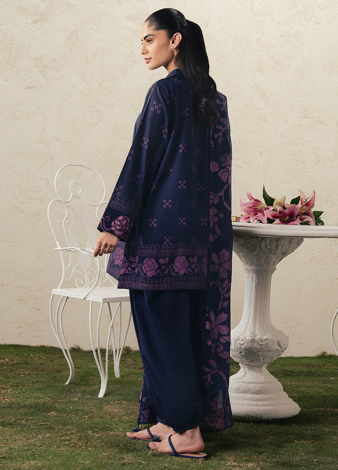 Moonsoon Edit by Cross Stitch Unstitched Printed Cambric 3 Piece Suit CS26UCM Magenta Muse - Casual Collection