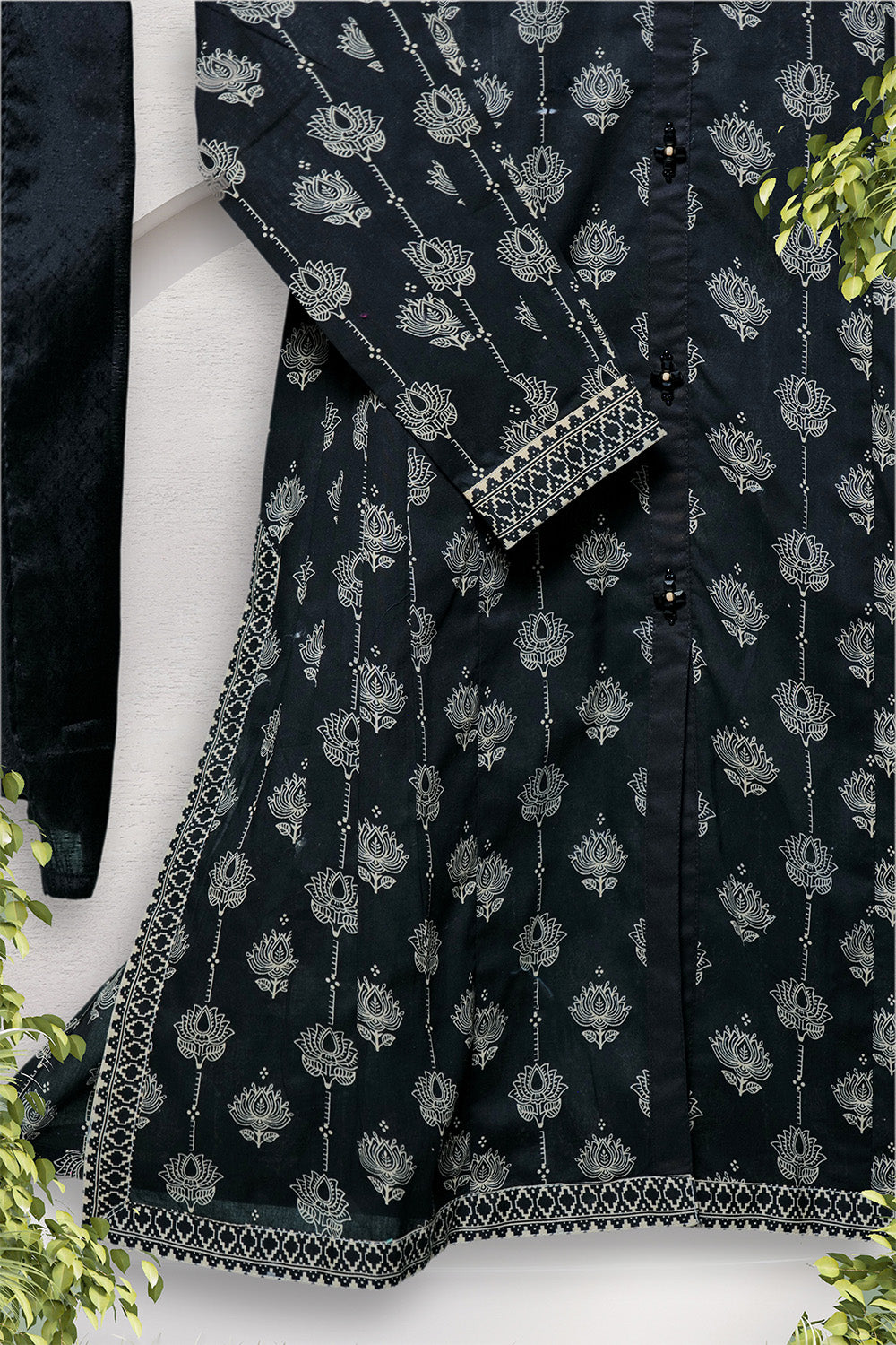 Senorita Girls Ready to Wear Girls Black and Fawn Casual 3 Piece Suit Cotton Lawn Printed GAD-02699 - Summer Collection