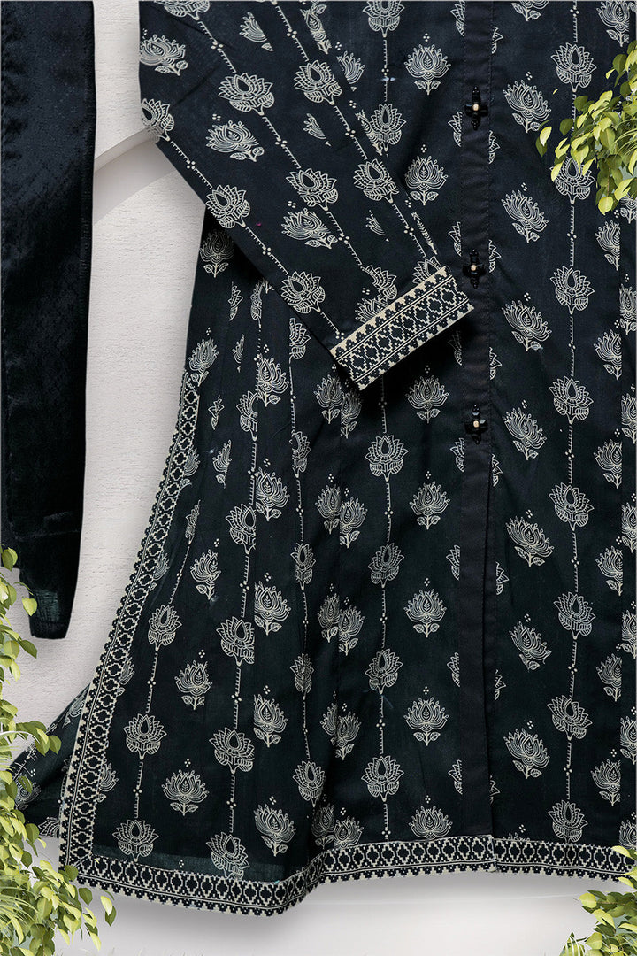 Senorita Girls Ready to Wear Girls Black and Fawn Casual 3 Piece Suit Cotton Lawn Printed GAD-02699 - Summer Collection