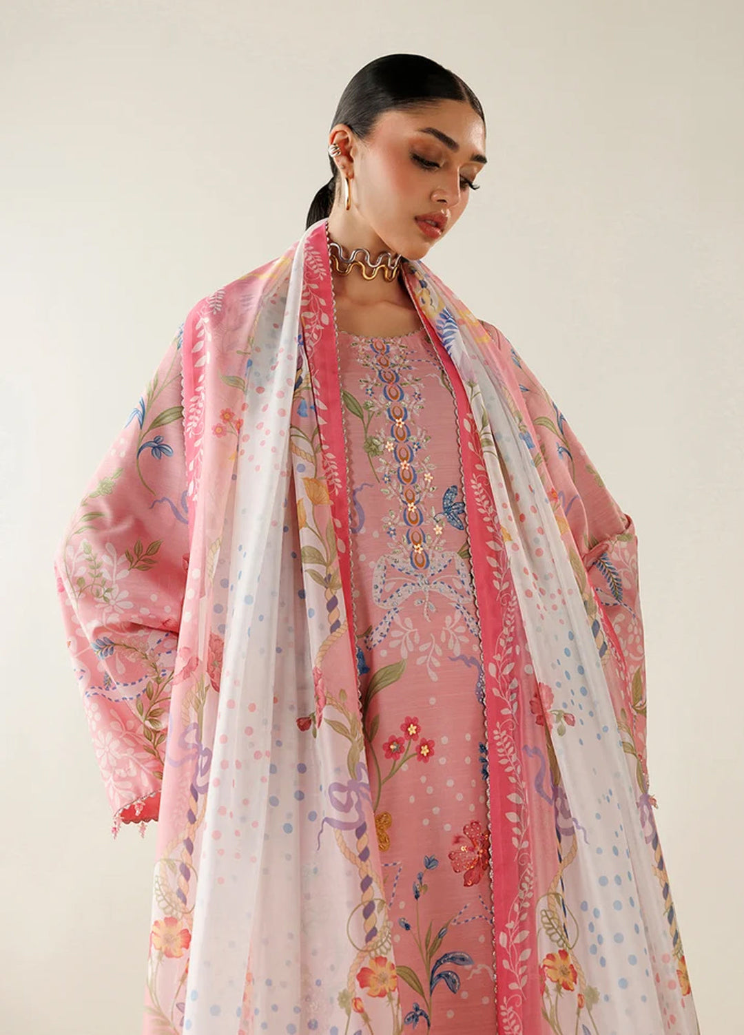 Orlina by Jazmin Unstitched Printed Rawsilk 3 Piece Suit JZ26UO OR26-D04 - Festive Collection