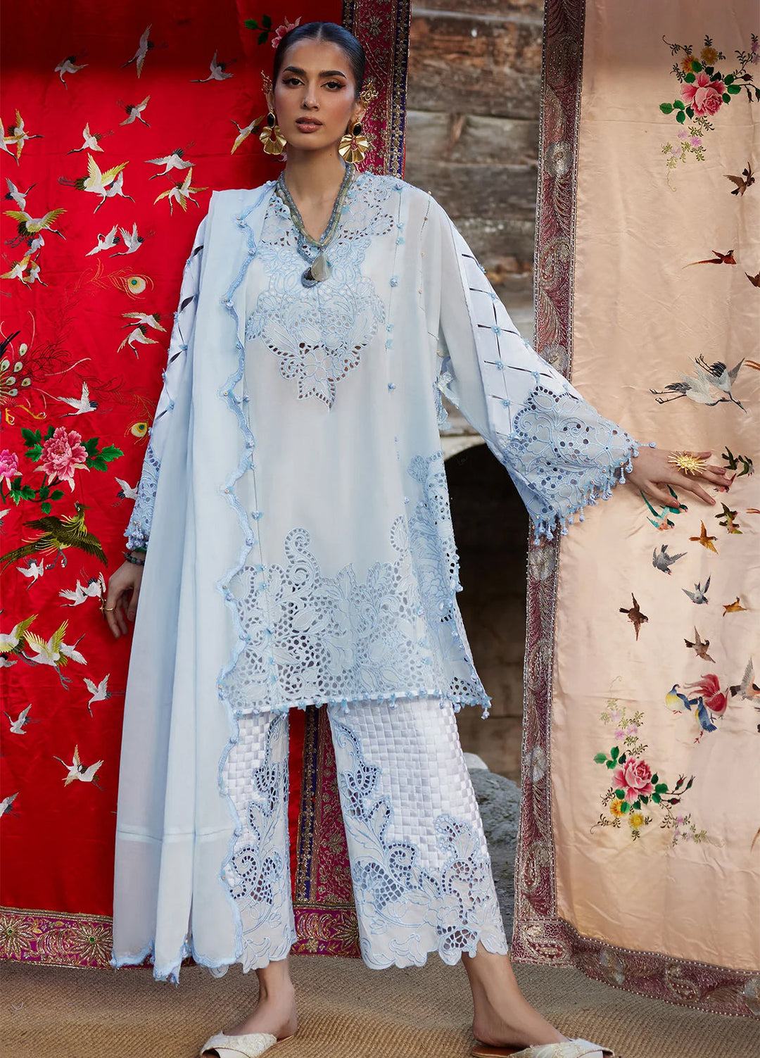 Kashmee Legacy by Elan Unstitched Embroidered Lawn 3 Piece Suit EL26ULKL Brumine EL26-02A - Festive Collection