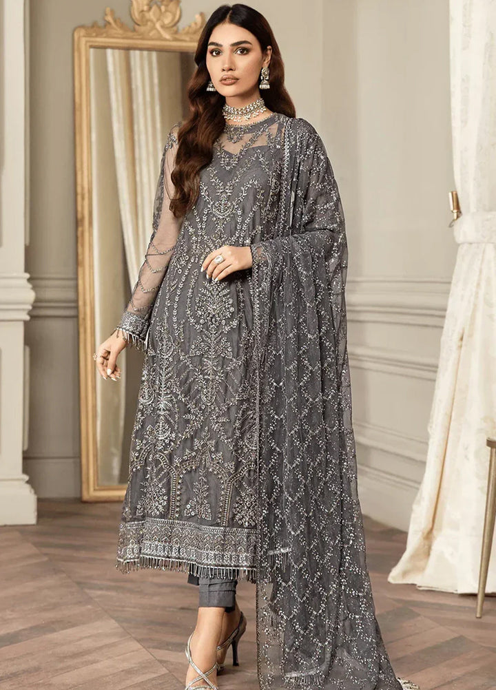 Mehroze By Zarif Embroidered  Suits Unstitched 3 Piece ZR25UF ZMF 07 STORM GREY - Luxury Collection