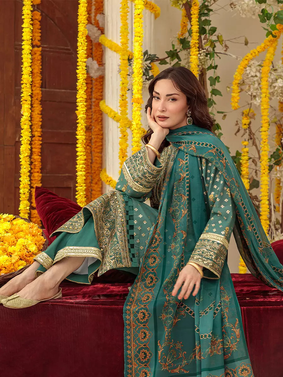 Salitex Unstitched Embroidered Cotton 3 Piece Suit SUNW6NO039UT - Festive Collection