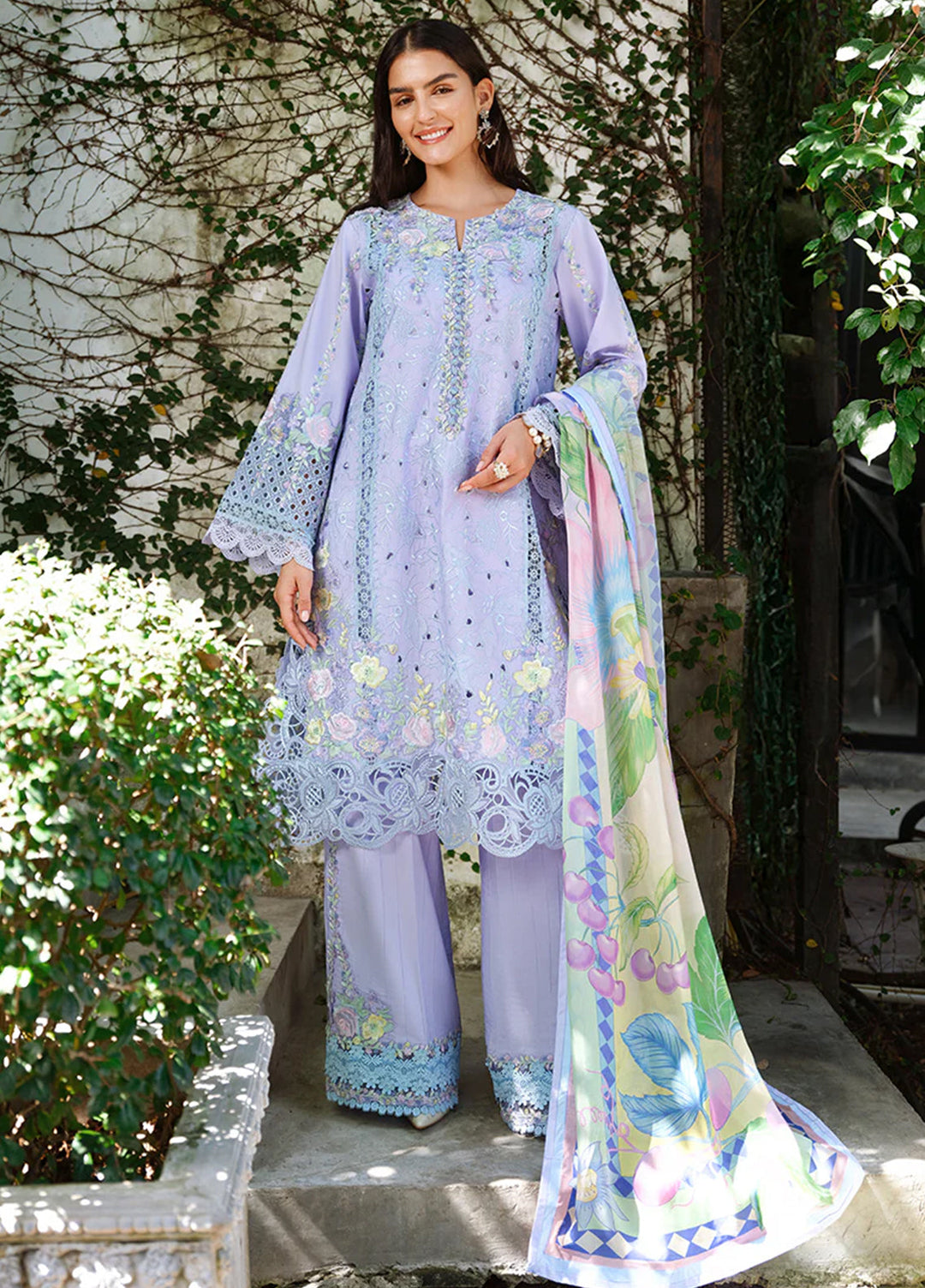 AMoi by Mushq Unstitched Embroidered Luxury Lawn 3 Piece Suit MU26AHL D-13 Sweet Confession - Summer Collection