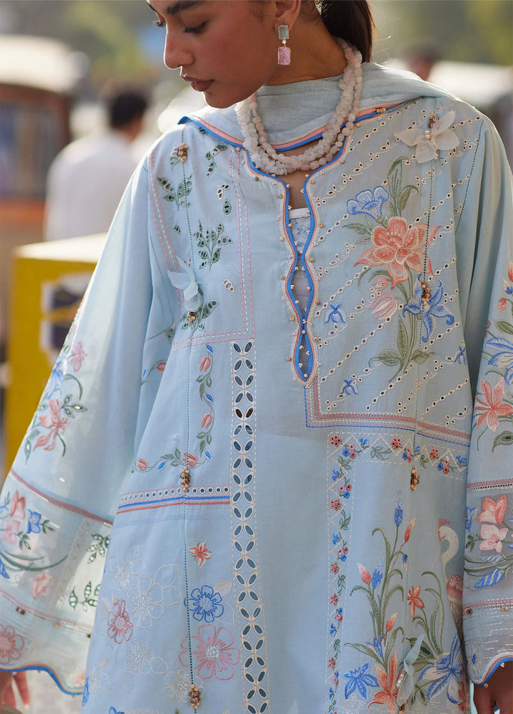 Wild Flower by Zaha Unstitched Embroidered Lawn 3 Piece Suit ZK26UWL ZF26-10 Forget Me Not Breeze - Festive Collection