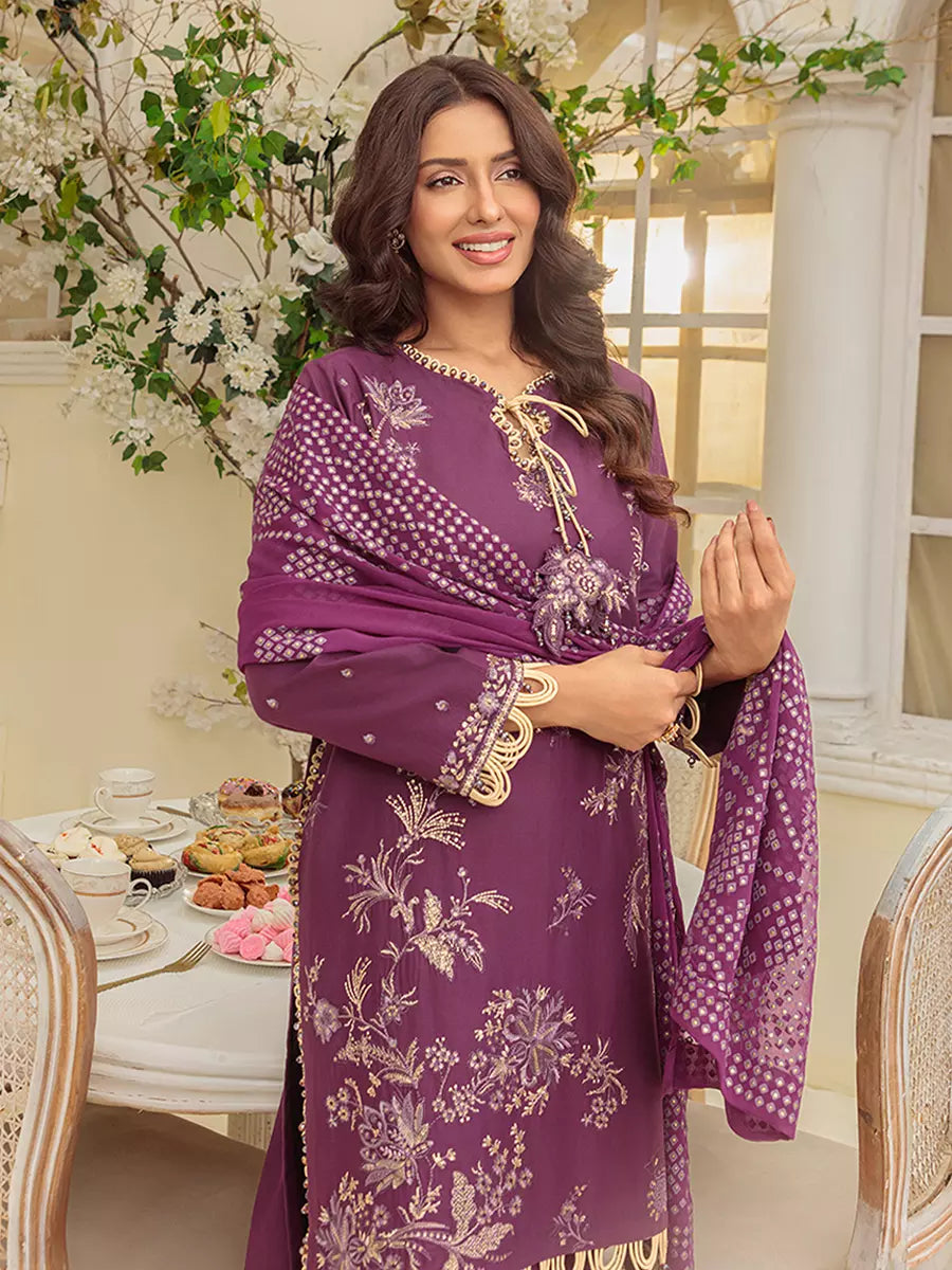 Salitex Unstitched Embroidered Cambric 3 Piece Suit UNS7MK011UT - Festive Collection
