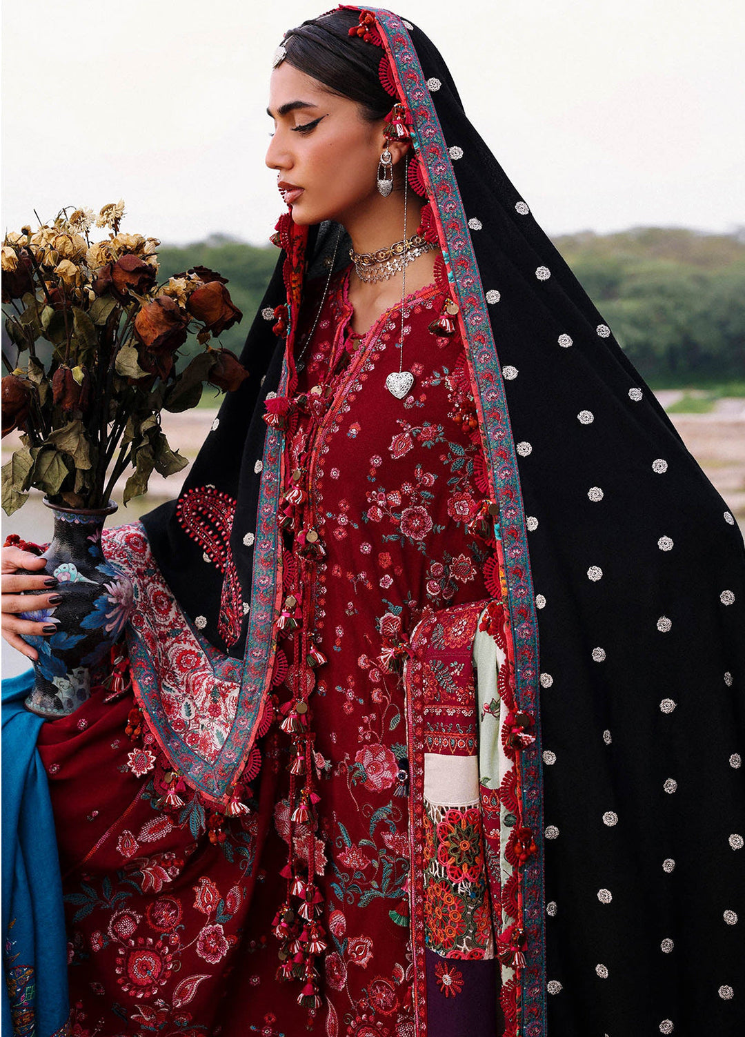 Hussain Rehar Unstitched Karandi Winter Embroidered Suits 3 Piece HRR25K Pankhuri - Winter Collection