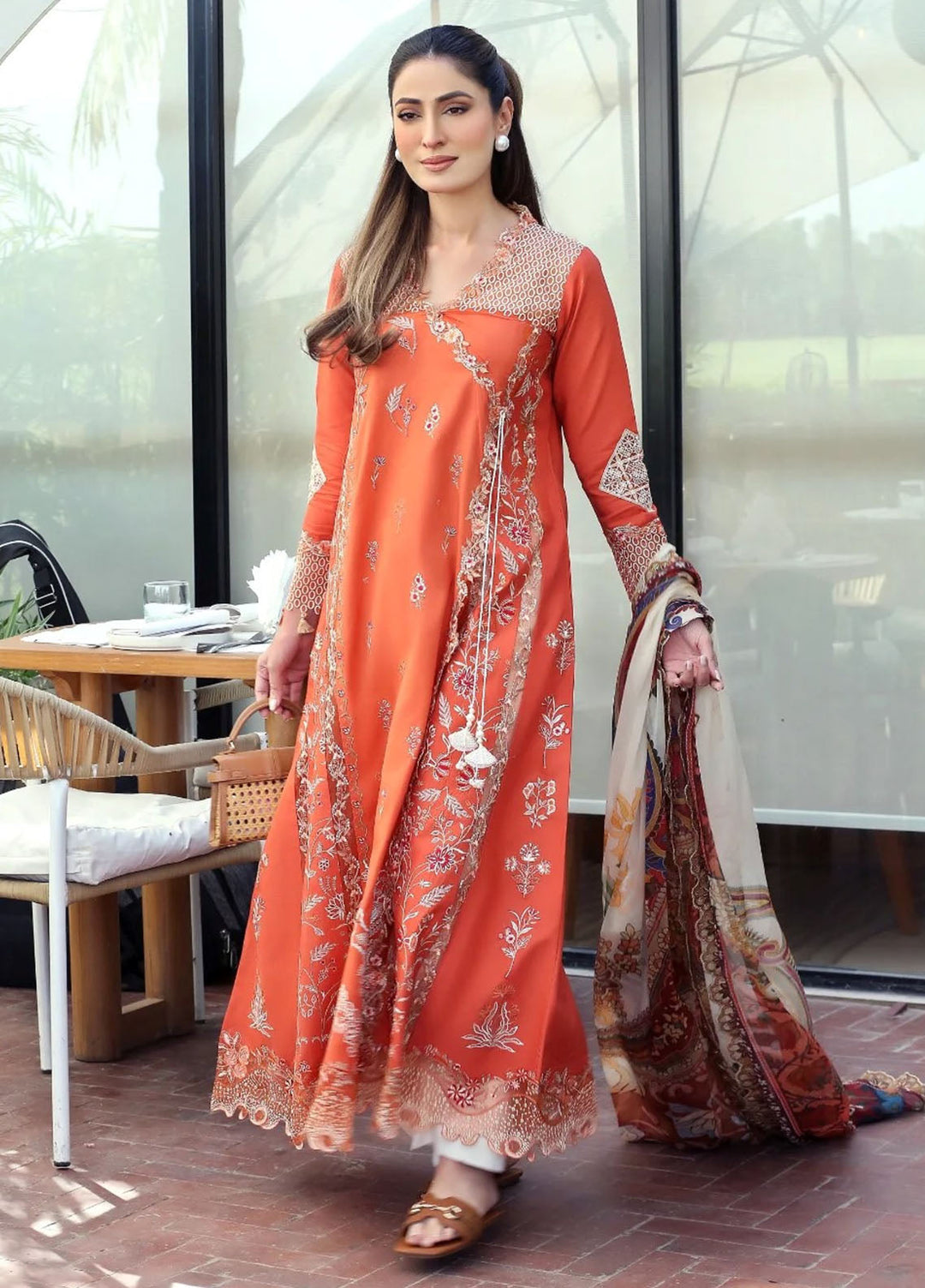 Asifa and Nabeel Unstitched Embroidered Lawn 3 Piece Suit AN26ULE Coral Fusion VSL 26-06 - Eid Collection