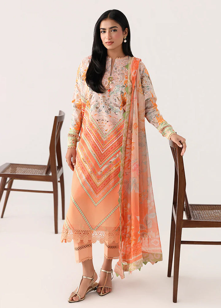 Rosette by Roheenaz Unstitched Lawn Embroidered 3 Piece Suit RNZ26UR Whispering Wind-7A - Summer Collection