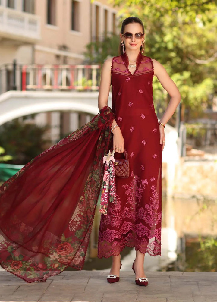 Noor by Saadia Asad Unstitched Embroidered Lawn 3 Piece Suit SA26UNE D-01A - Eid Collection
