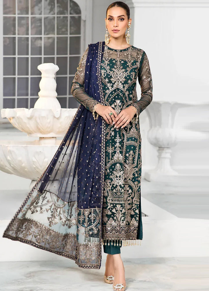 Zarif Embroidered Net Suits Unstitched 3 Piece ZR25UF ZDL-09 Meadow - Luxury Collection