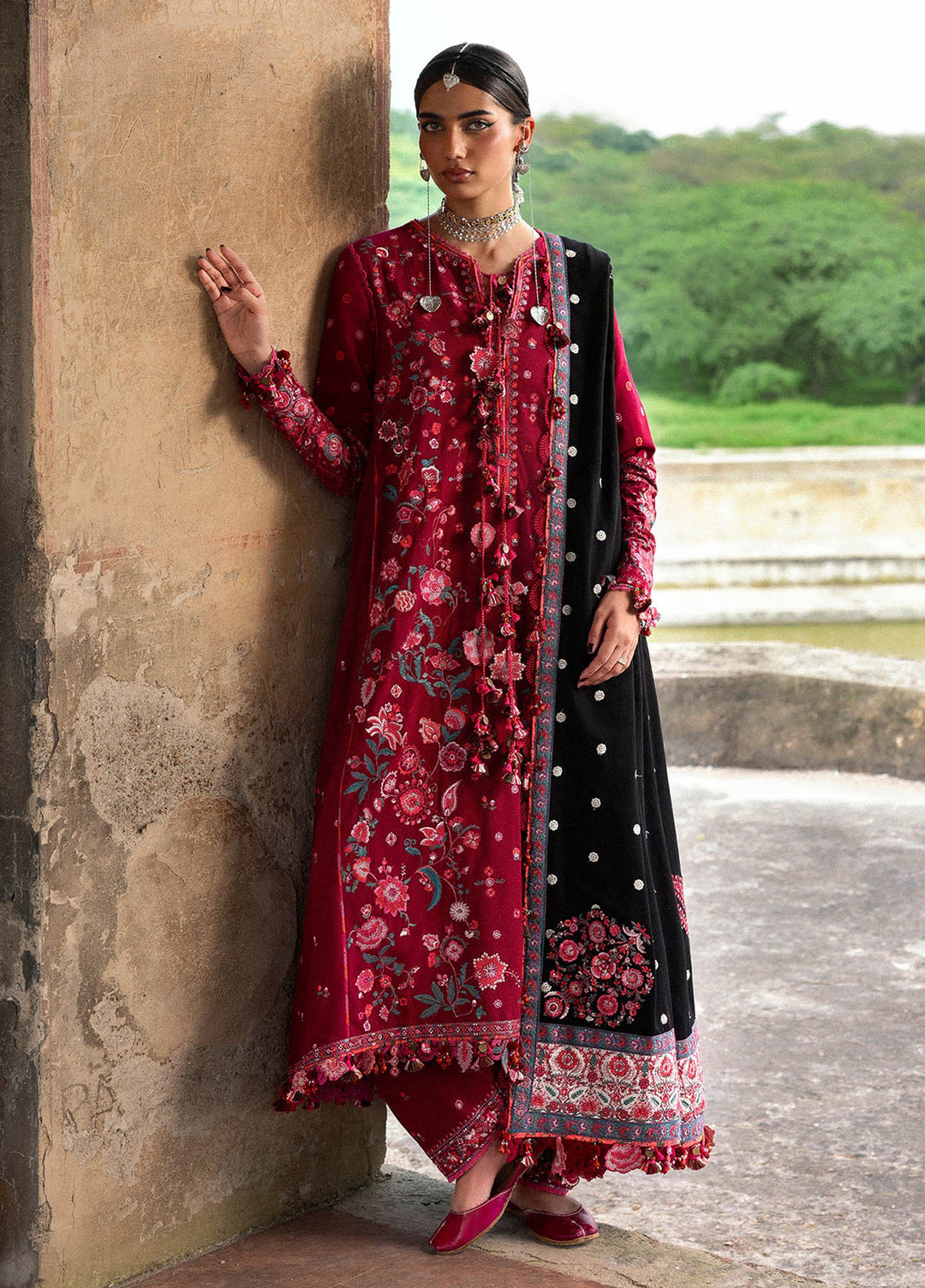 Hussain Rehar Unstitched Karandi Winter Embroidered Suits 3 Piece HRR25K Pankhuri - Winter Collection
