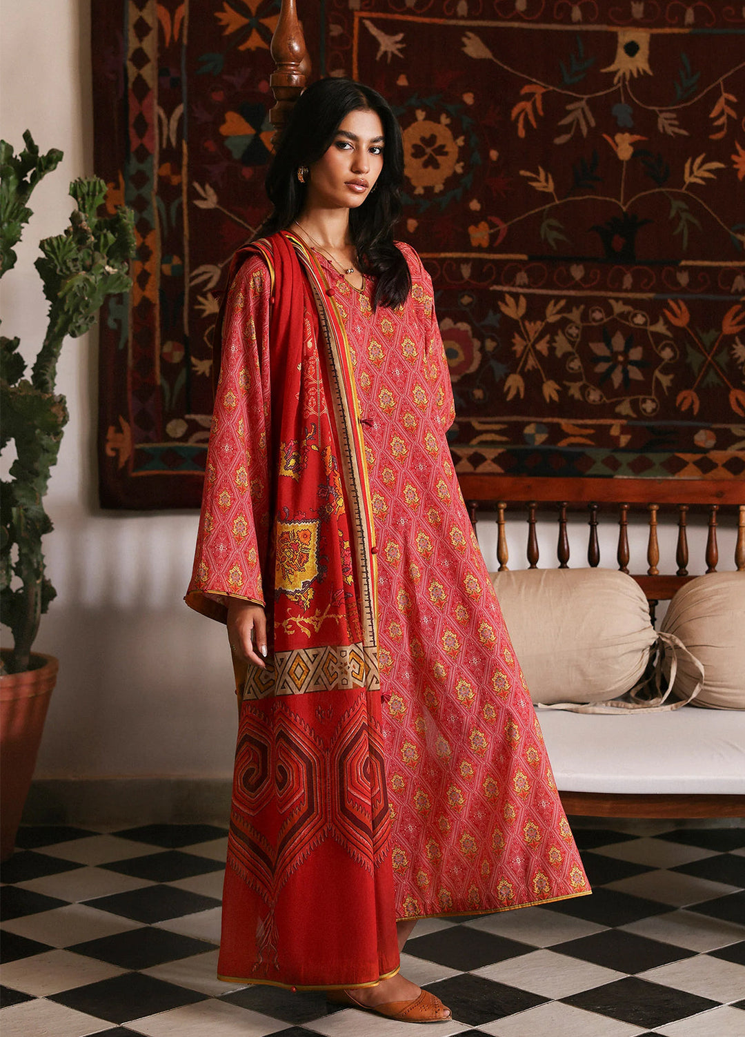 Amaya by Zaha Unstitched Printed Lawn 3 Piece Suit ZK26UAL Mehr APL26-07 - Casual Collection