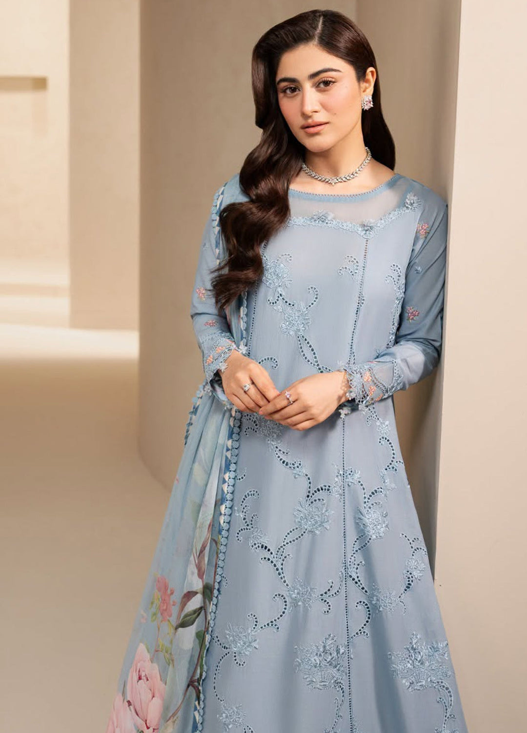 E-Craft by Elaf Unstitched Embroidered Lawn 3 Piece Suit EHC-5B Pacific - Casual Collection