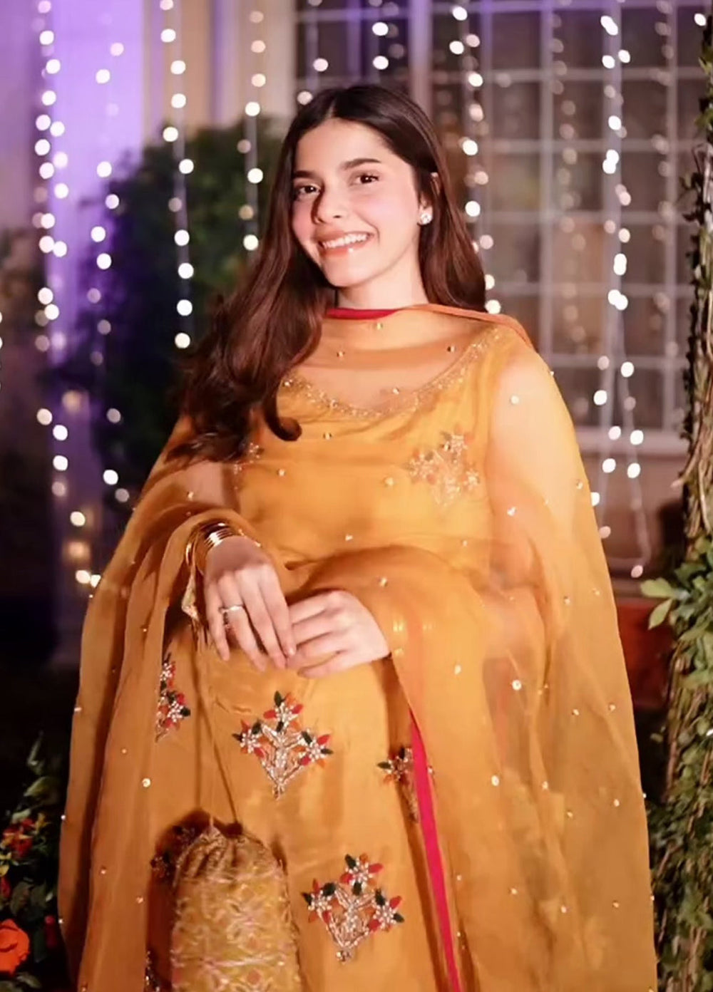 Maria Osama Khan Pret Embroidered Raw Silk 3 Piece Suit Marigold Muse