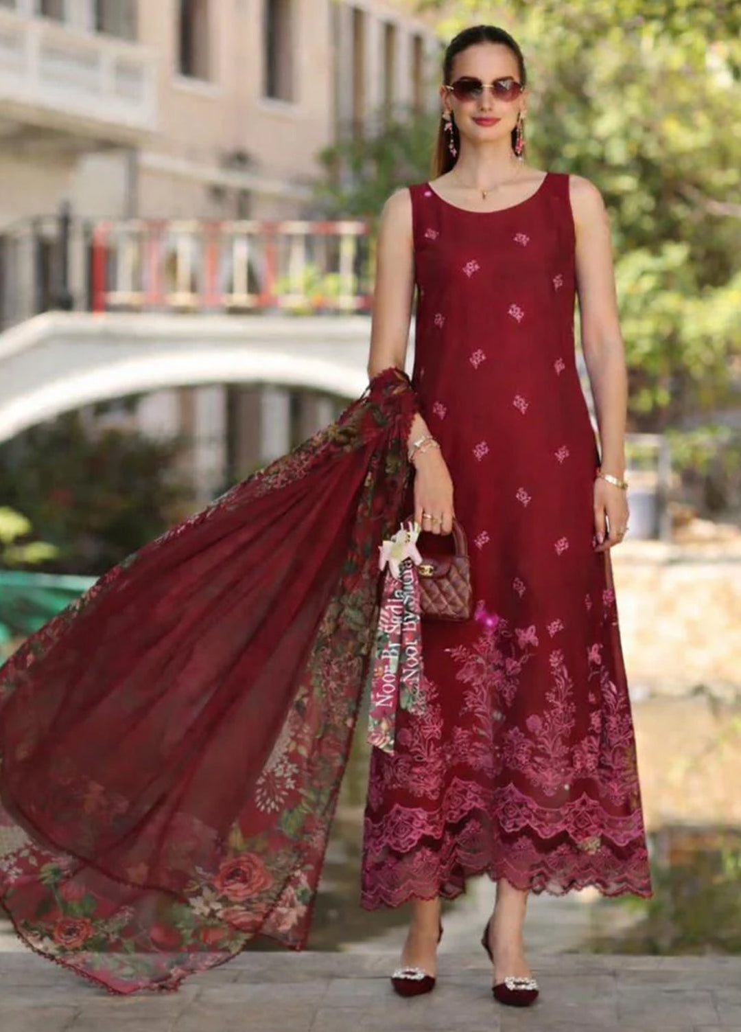 Noor by Saadia Asad Unstitched Embroidered Lawn 3 Piece Suit SA26UNE D-01A - Eid Collection