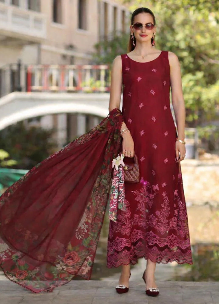 Noor by Saadia Asad Unstitched Embroidered Lawn 3 Piece Suit SA26UNE D-01A - Eid Collection
