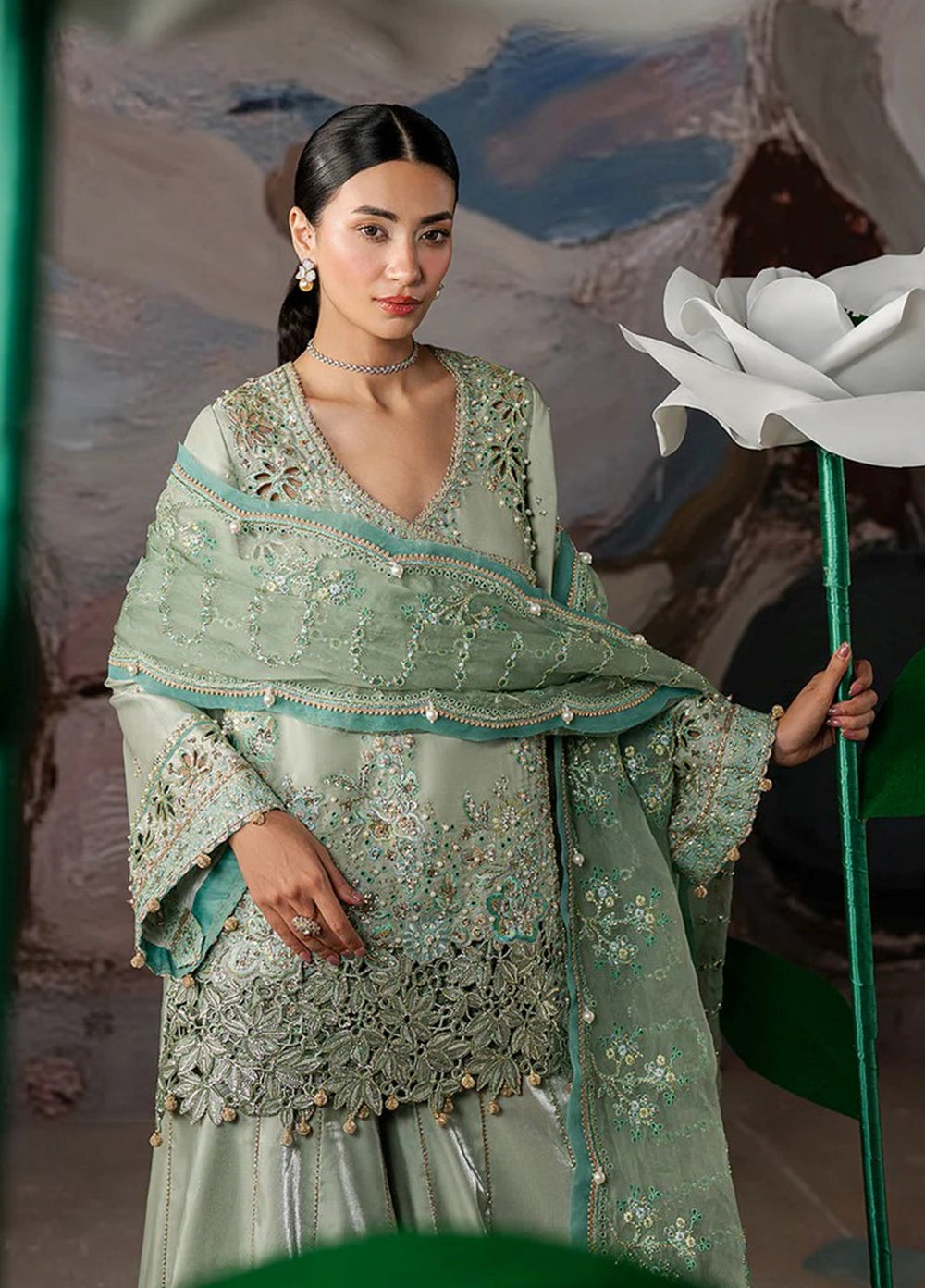 Solaris by Ayzel Unstitched Formals Silk Suits 3 Piece AAF25SW Glowen - Wedding Collection