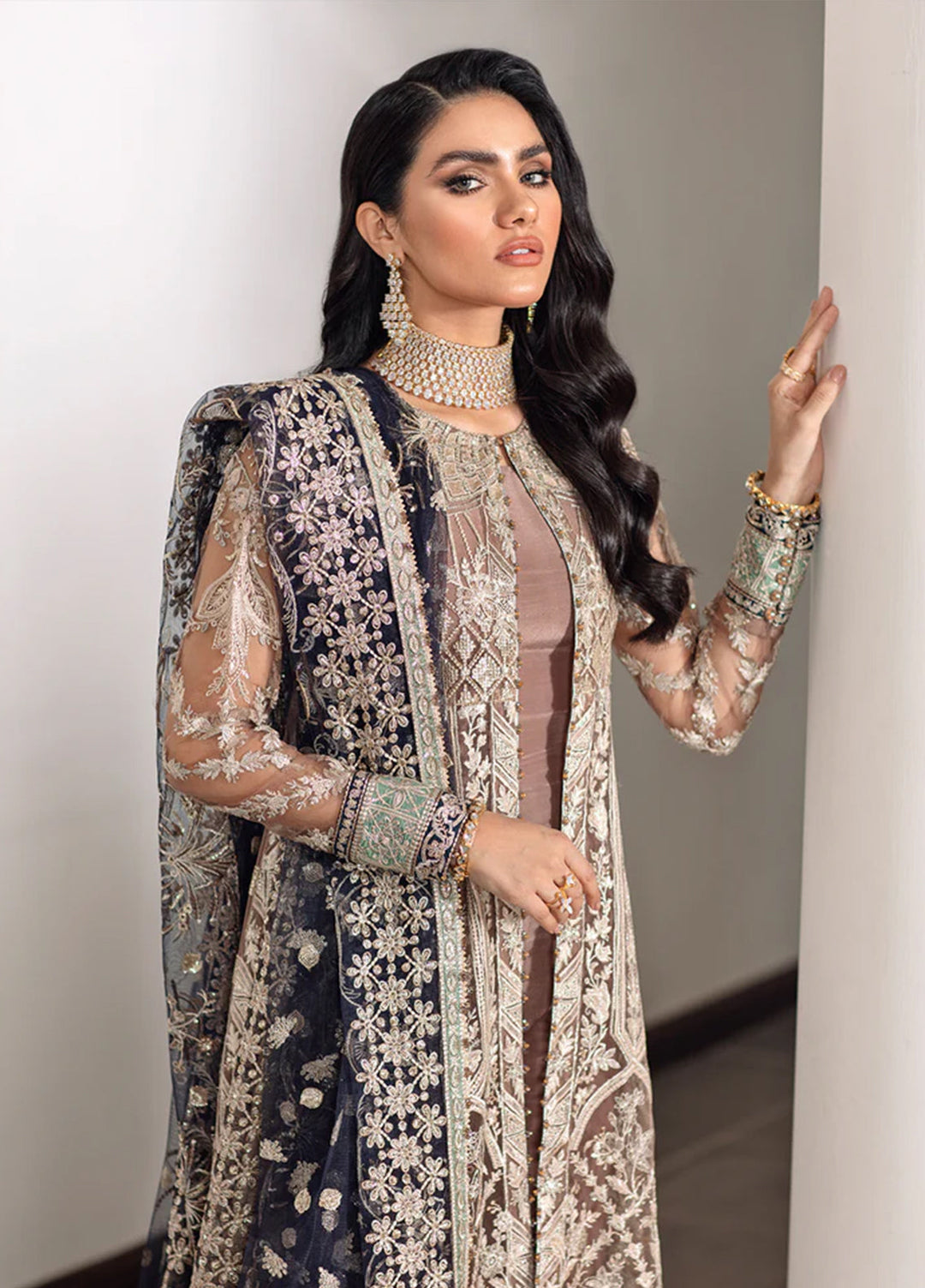 Chantelle by Baroque Unstitched Embroidered Net 3 Piece Suit BQ26UFC EC-07 - Festive Collection