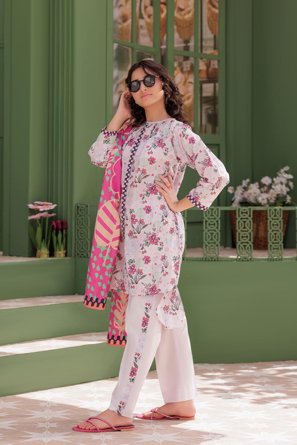 Senorita Girls Ready to Wear Girls Light Purple and Multicolor Casual 3 Piece Suit Cotton Lawn Printed GAD-03062 - Summer Collection