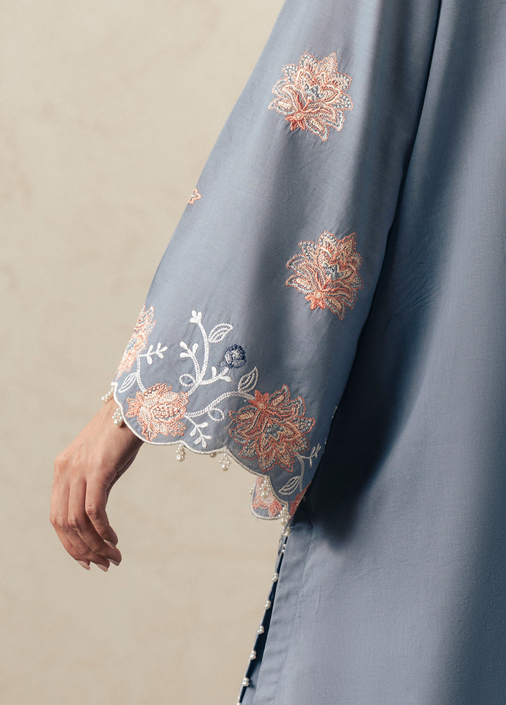 Moonsoon Edit by Cross Stitch Unstitched Embroidered Cambric 3 Piece Suit CS26UCM Safron Sky - Casual Collection