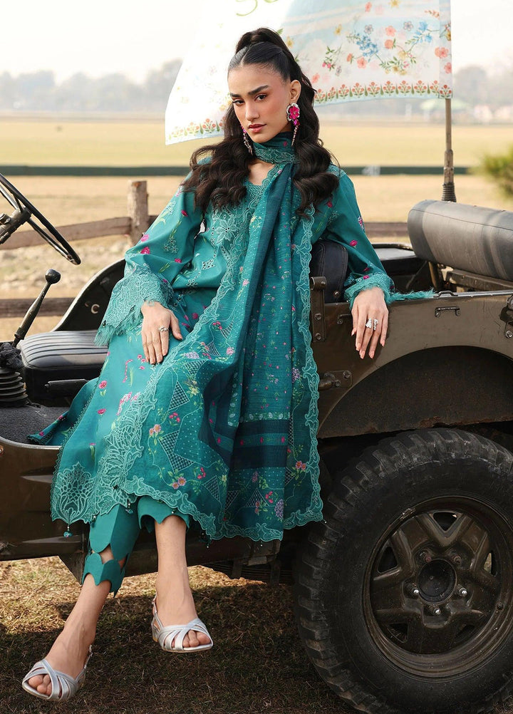 Sardinia Unstitched Embroidered Lawn 3 Piece Suit SRD26ULF D-11 TEALWOOD - Festive Collection