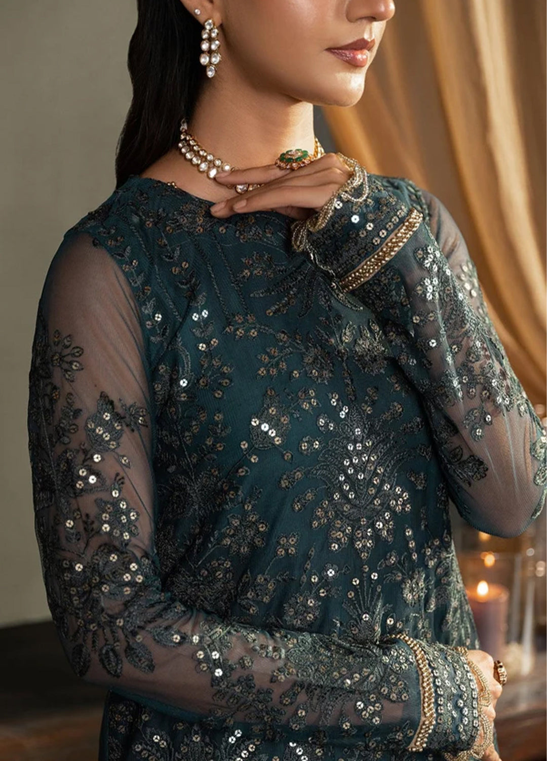 Heritage by Zarif Embroidered Net Suit Unstitched 3 Piece ZR25UF ZHF-04 Arha - Formals Collection