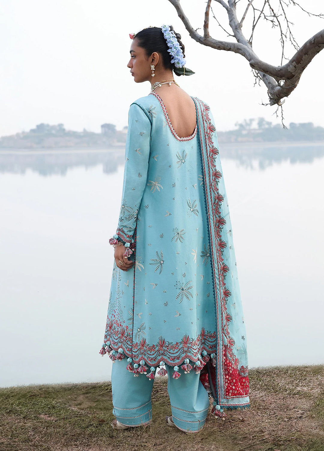 Kalabagh by Hussain Rehar Unstitched Embroidered Luxury Lawn 3 Piece Suit HR26UKL D12 Sepher - Festive Collection