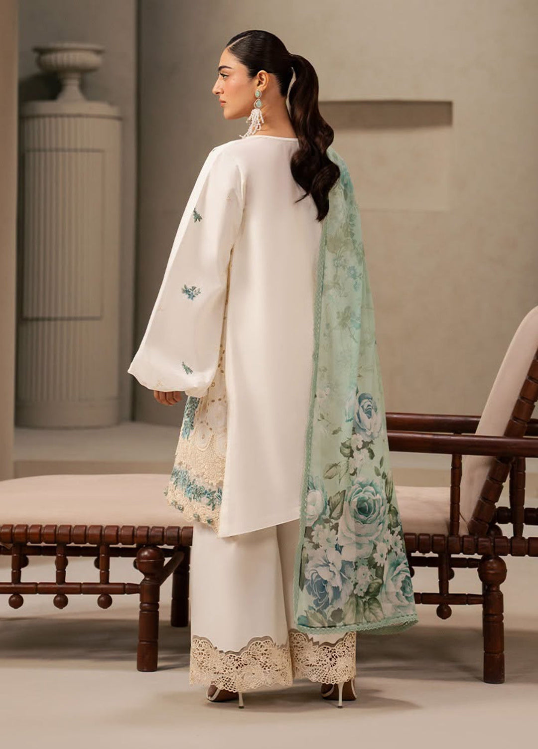 E-Craft by Elaf Unstitched Embroidered Lawn 3 Piece Suit EHC-1A Vanilla - Casual Collection