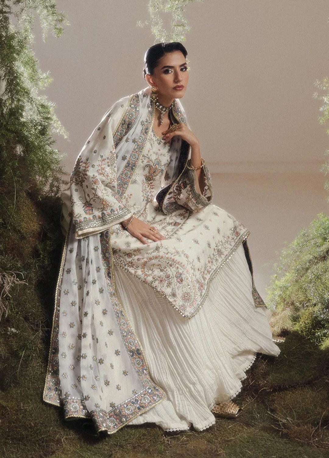 Aik Shaam by AIK Atelier Unstitched Embroidered Medium Silk 3 Piece Suit AIK26UAS C2601 - Wedding Collection