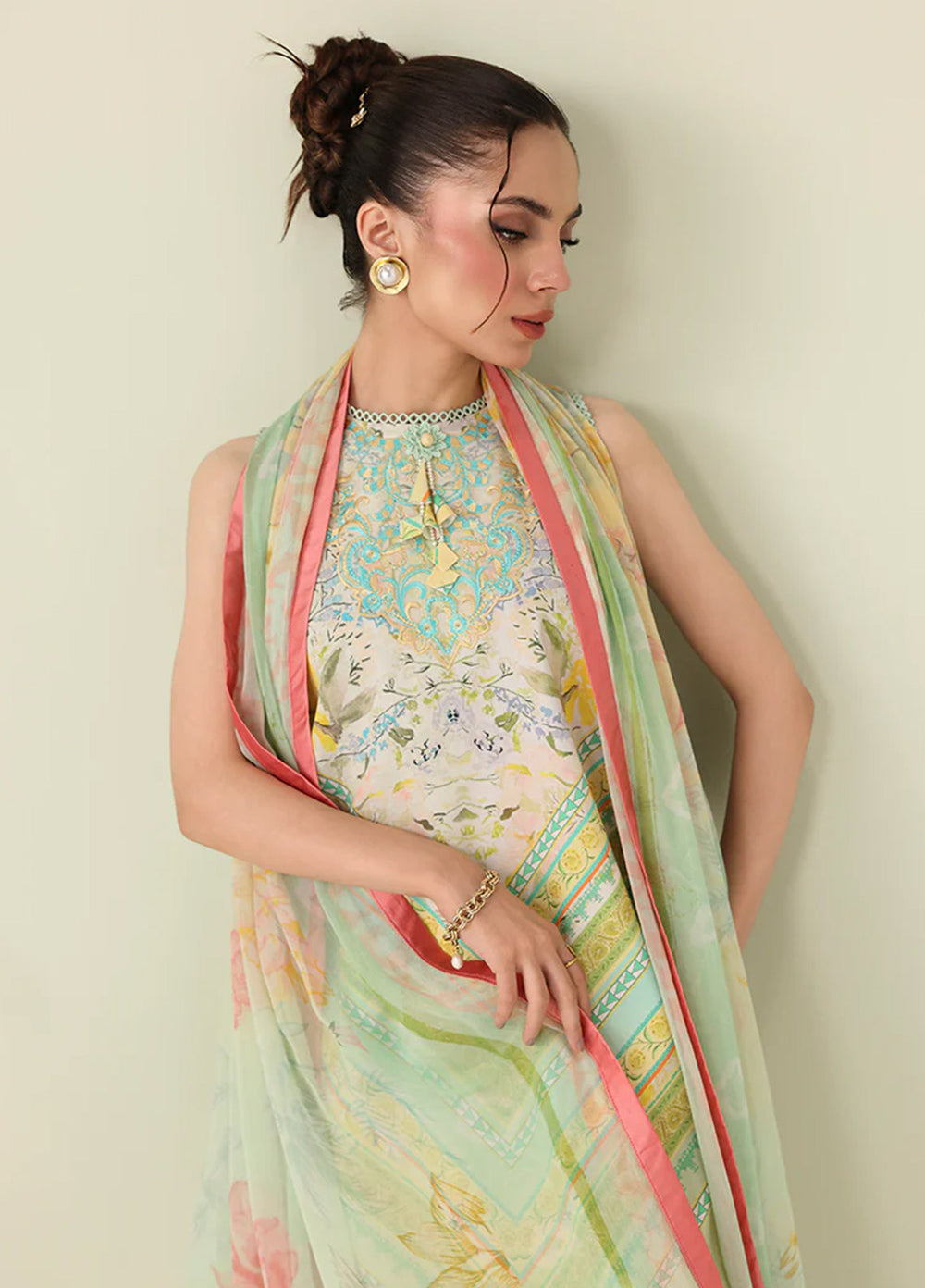 Rosette by Roheenaz Unstitched Lawn Embroidered 3 Piece Suit RNZ26UR Bloomed Muse-7B - Summer Collection