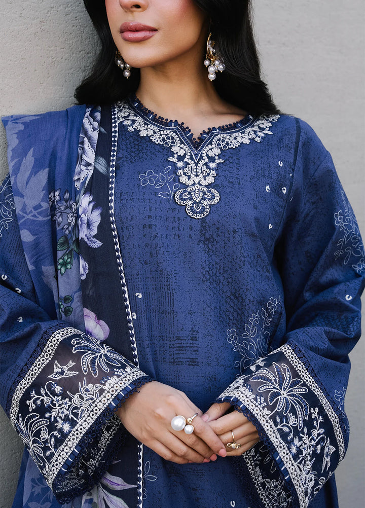 Afsanah by Seran Unstitched Embroidered Lawn 3 Piece Suit SN26UAL D-12 Sia - Summer Collection