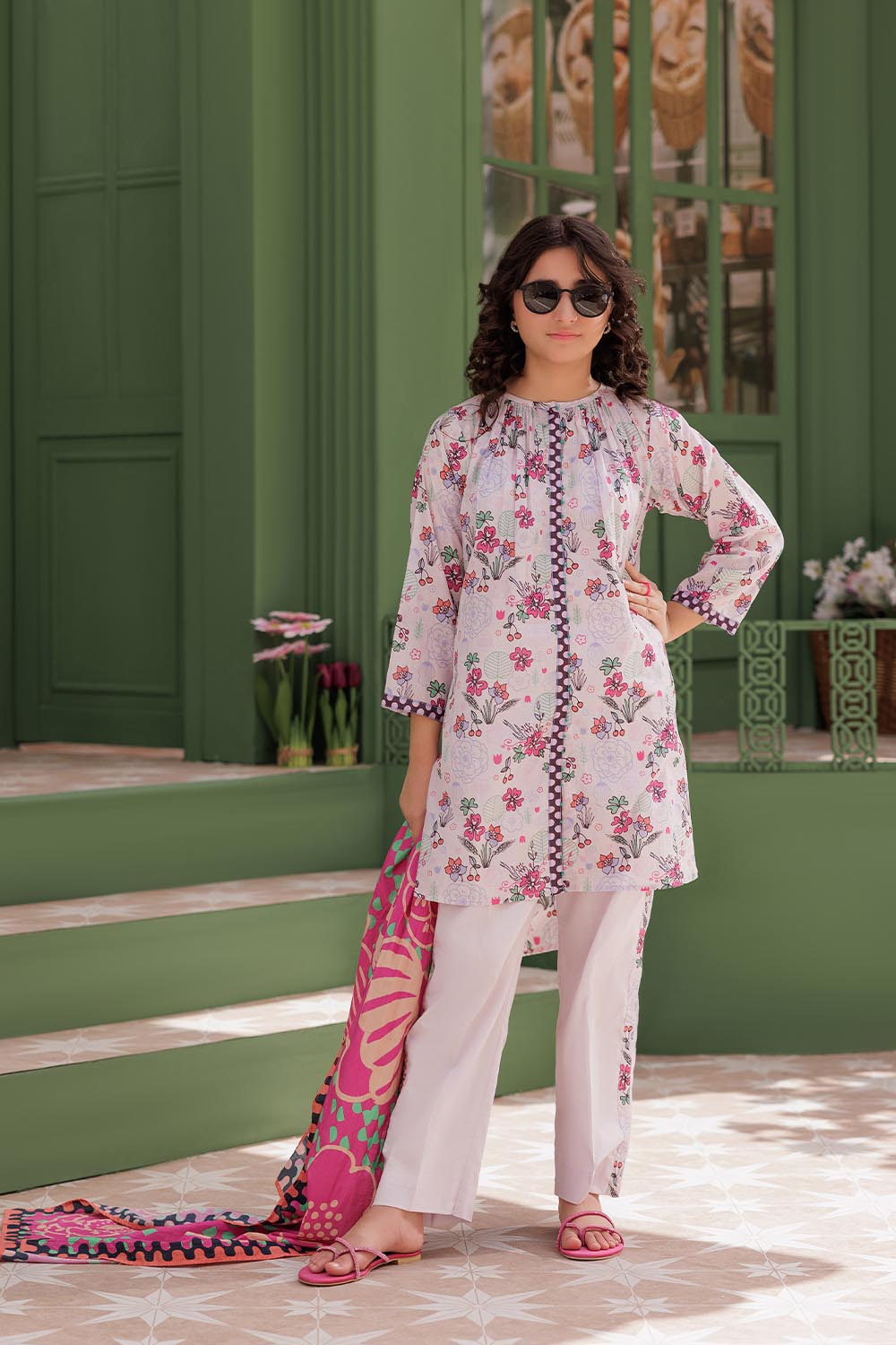 Senorita Girls Ready to Wear Girls Light Purple and Multicolor Casual 3 Piece Suit Cotton Lawn Printed GAD-03062 - Summer Collection