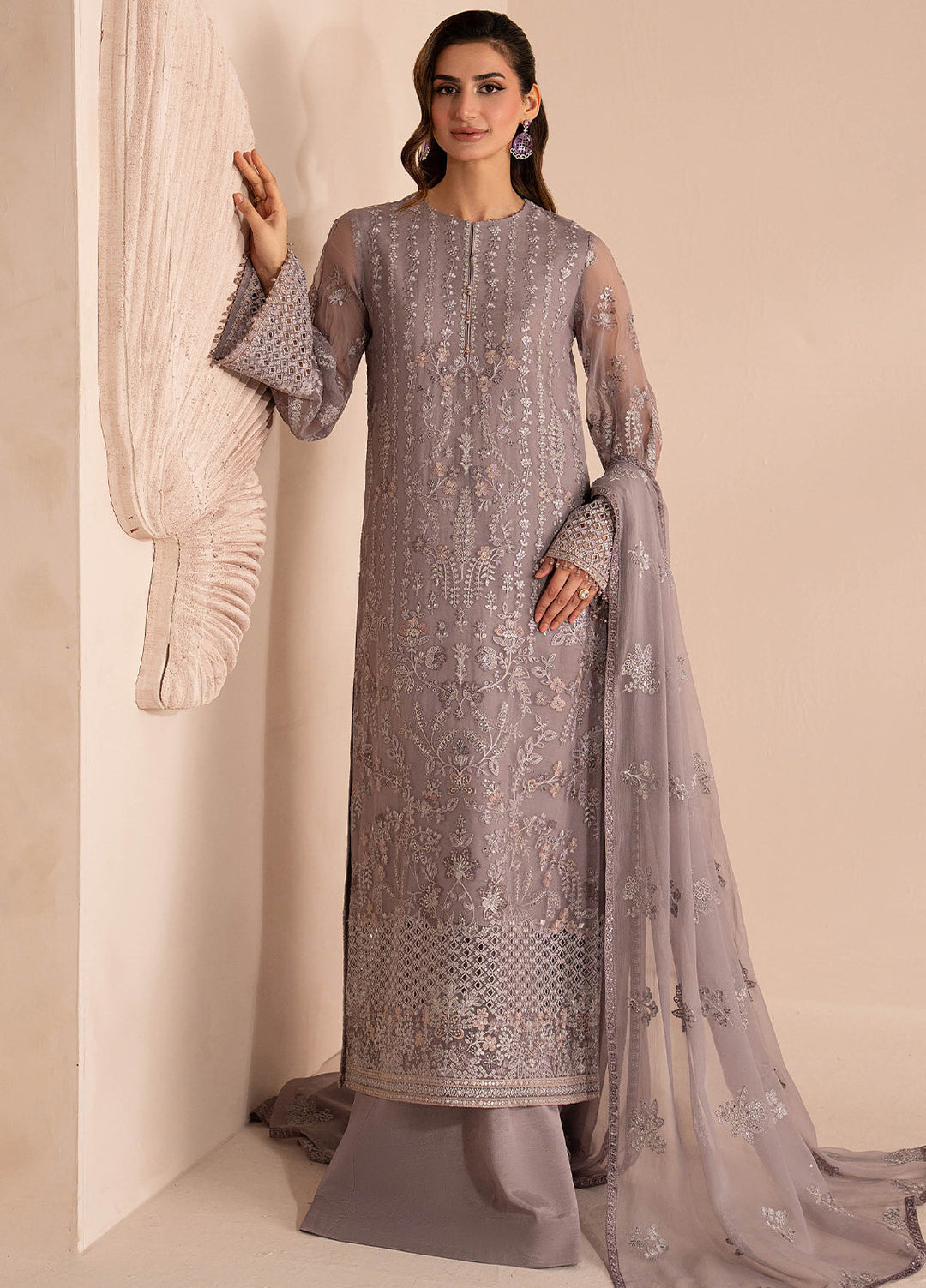 Lamisah by Lavish Premium Unstitched Embroidered Chiffon 3 Piece Suit LVP26UCL Lavender Dream - Festive Collection