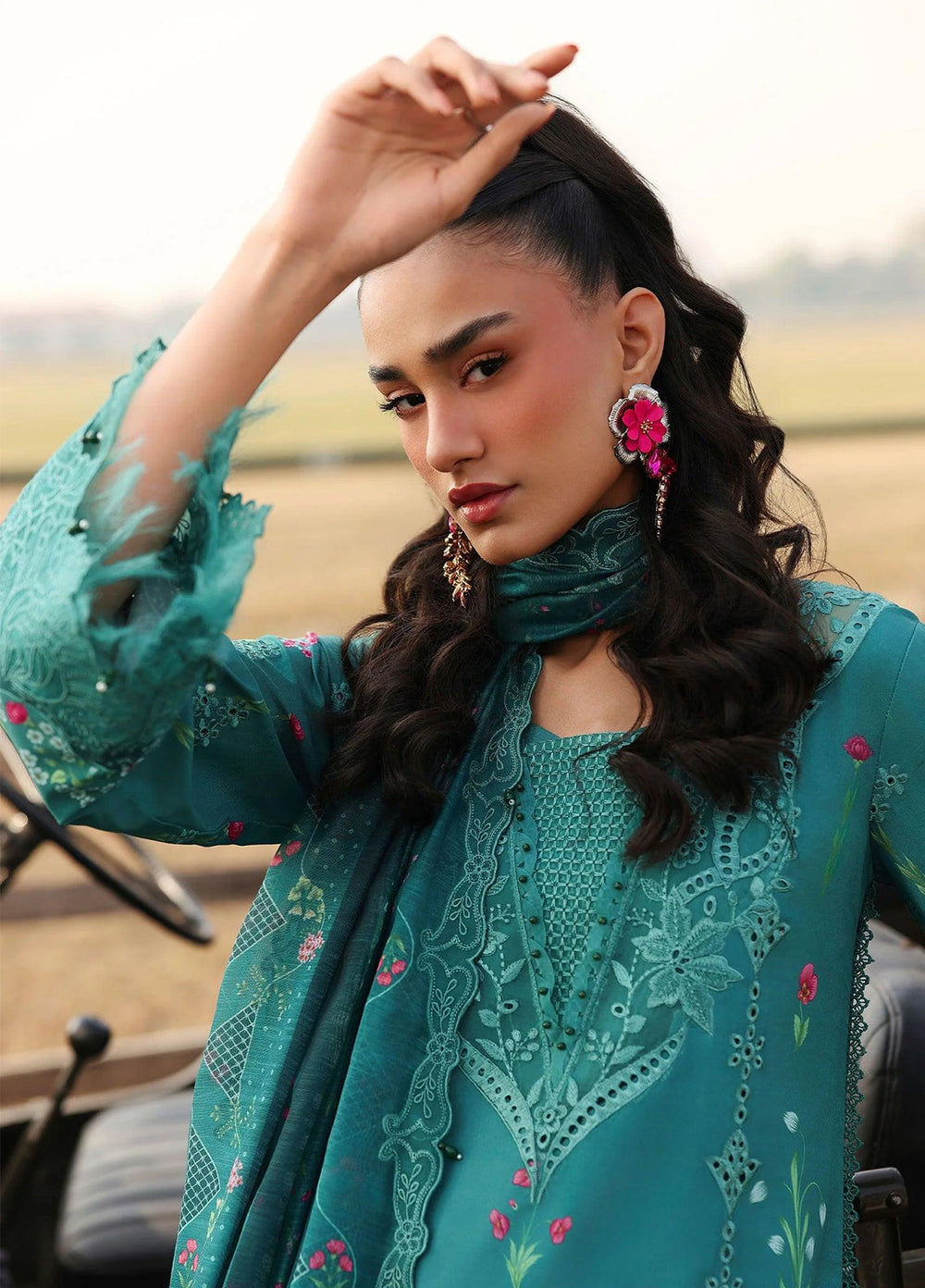 Sardinia Unstitched Embroidered Lawn 3 Piece Suit SRD26ULF D-11 TEALWOOD - Festive Collection