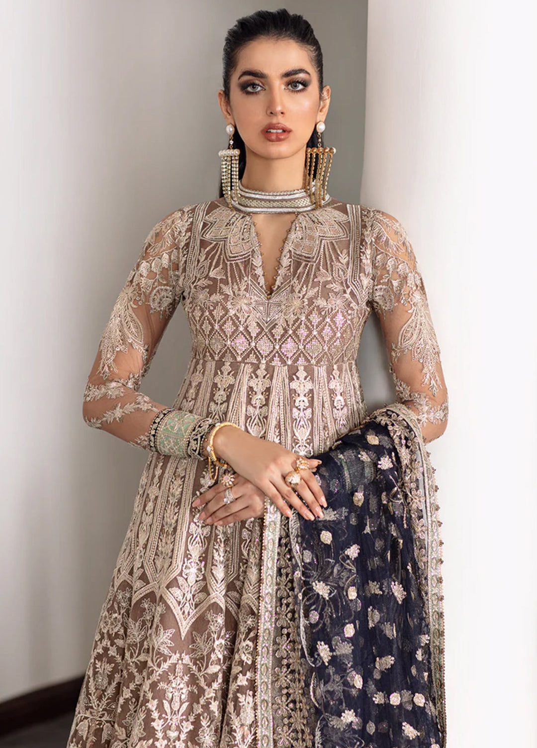 Chantelle by Baroque Unstitched Embroidered Net 3 Piece Suit BQ26UFC EC-07 - Festive Collection