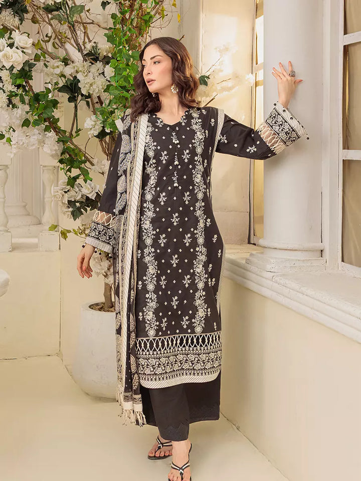 Salitex Unstitched Embroidered Cambric 3 Piece Suit UNS7MK008UT - Festive Collection