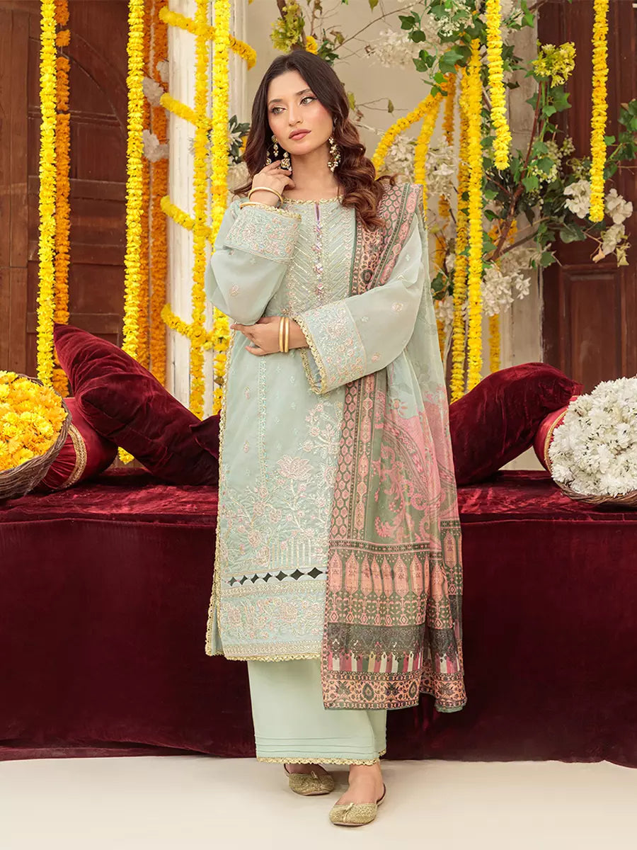 Salitex Unstitched Embroidered Cotton Net 3 Piece Suit SUNW6NO037UT - Festive Collection