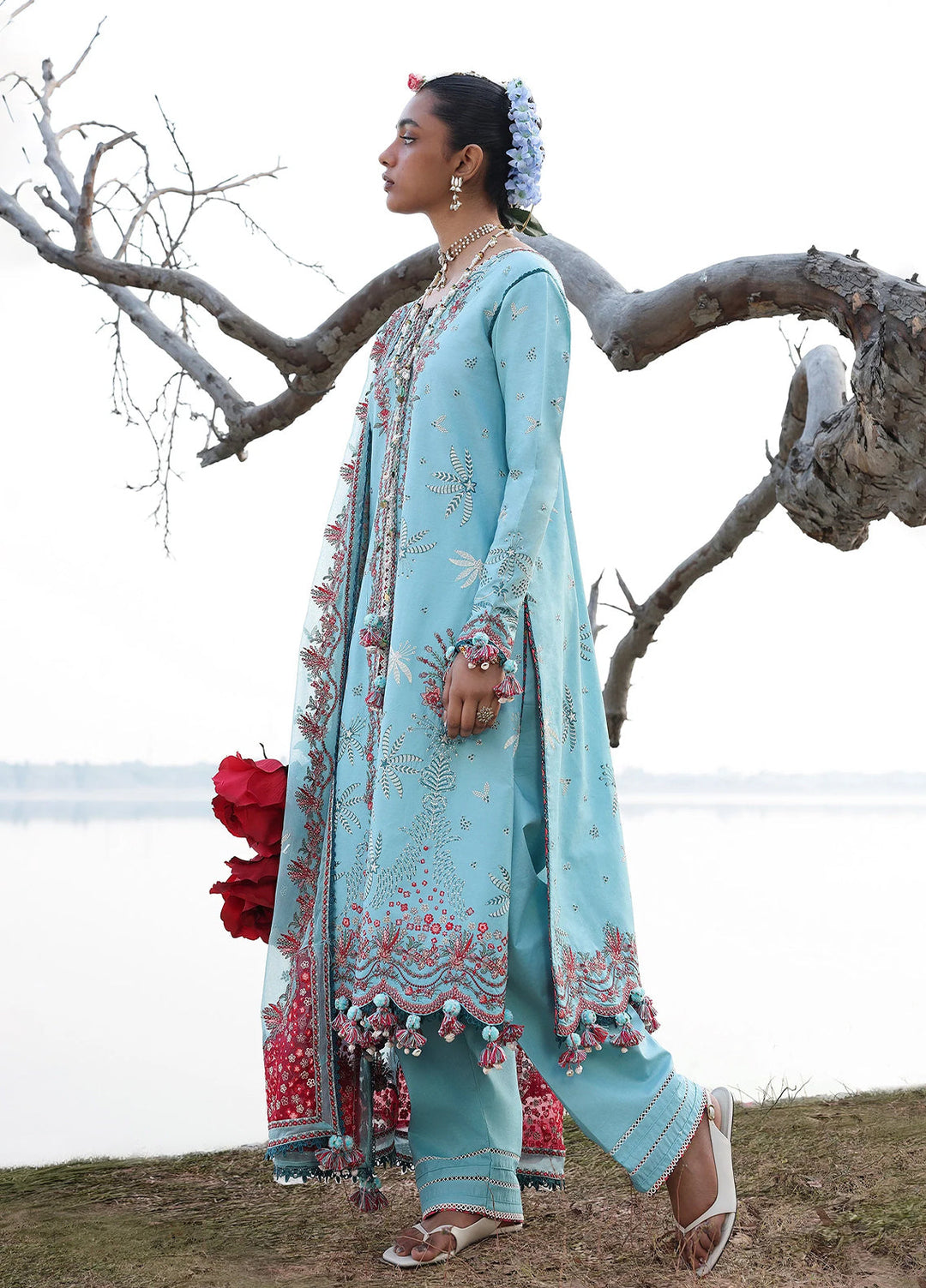 Kalabagh by Hussain Rehar Unstitched Embroidered Luxury Lawn 3 Piece Suit HR26UKL D12 Sepher - Festive Collection