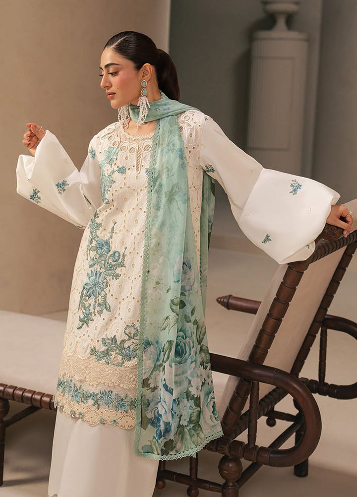 E-Craft by Elaf Unstitched Embroidered Lawn 3 Piece Suit EHC-1A Vanilla - Casual Collection