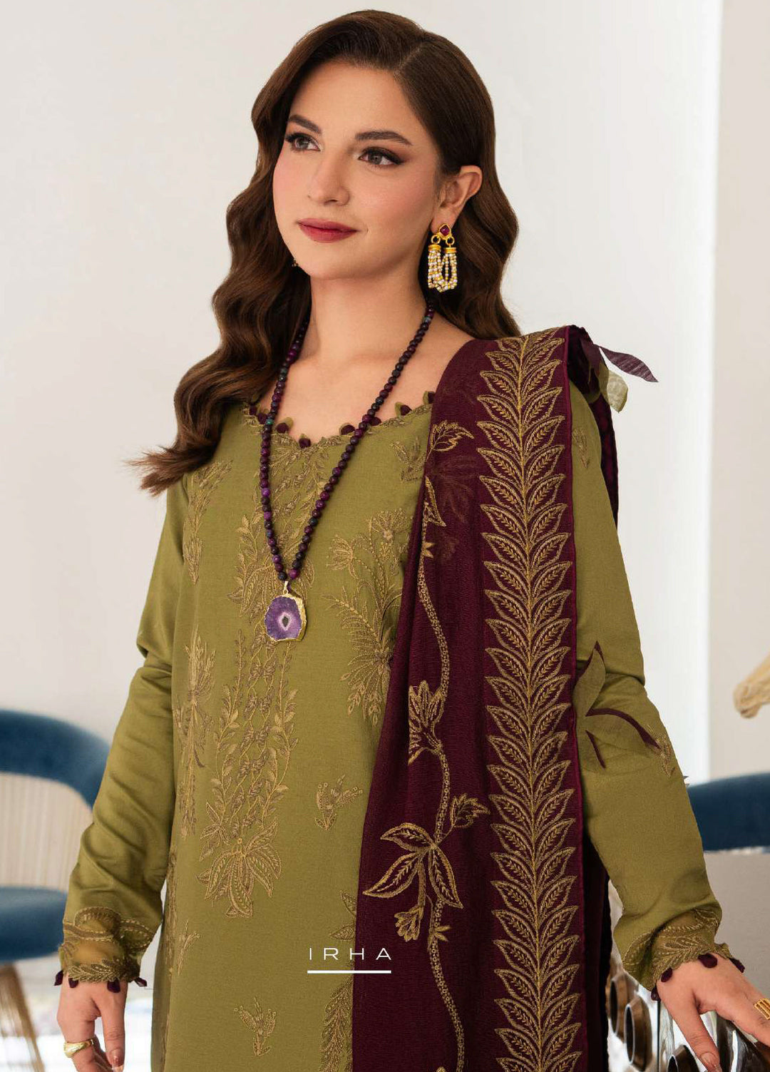 Carnation by Rang Rasiya Unstitched Embroidered Lawn 3 Piece Suit RR26UCL D6 IRHA - Eid Collection