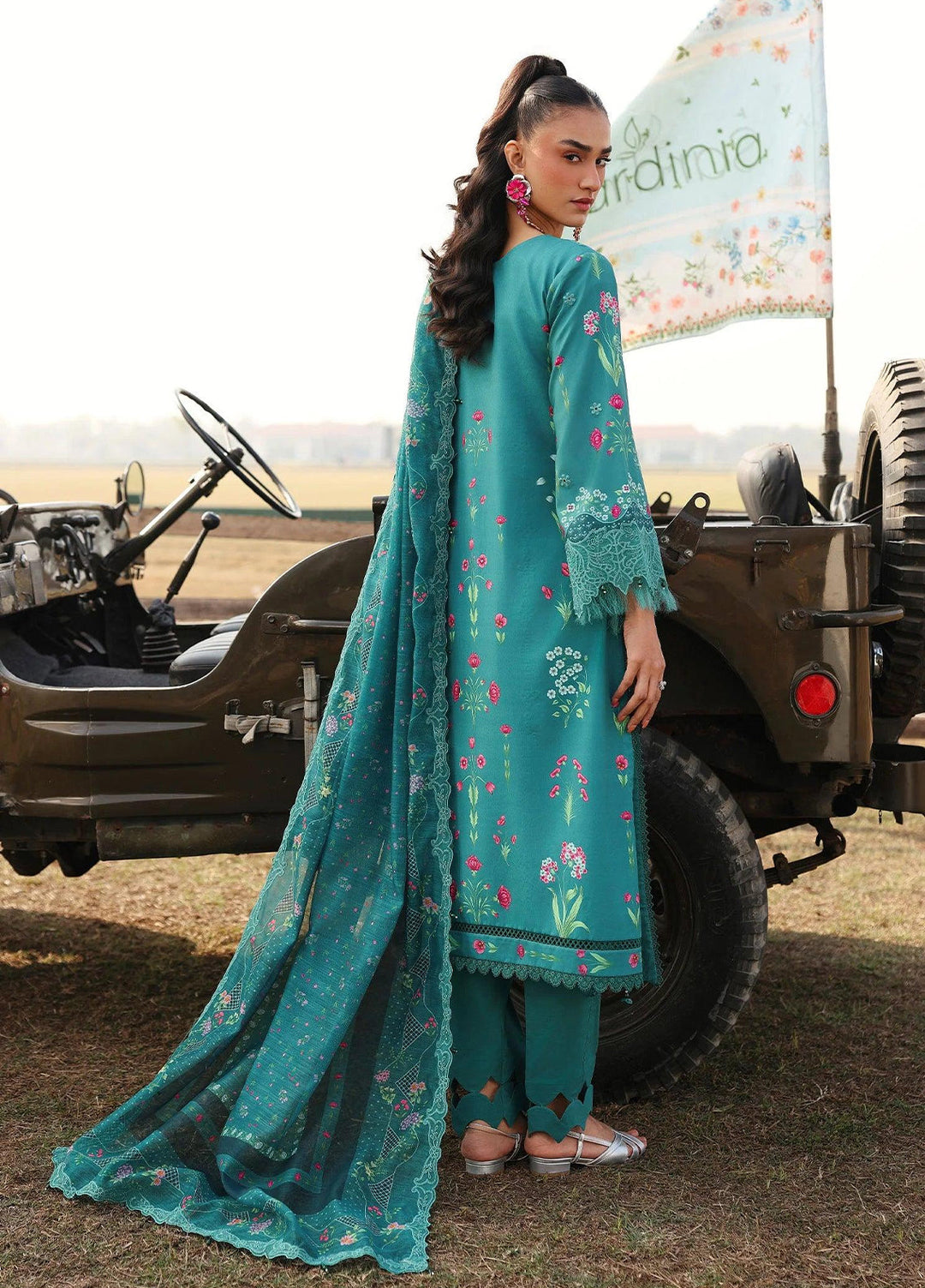 Sardinia Unstitched Embroidered Lawn 3 Piece Suit SRD26ULF D-11 TEALWOOD - Festive Collection