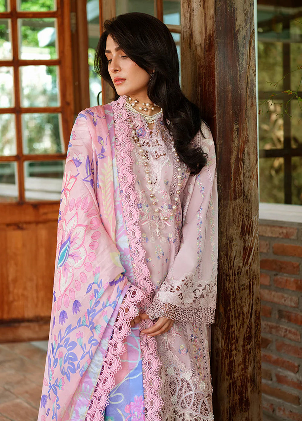 AMoi by Mushq Unstitched Embroidered Luxury Lawn 3 Piece Suit MU26AHL D-3 Opulent Whisper - Summer Collection